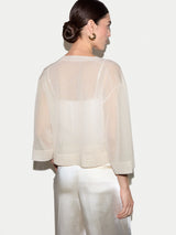 Sheer Linen Blend Cardigan | Chalk
