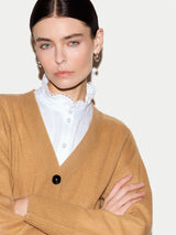 Merino Cashmere Boxy Cardigan | Camel