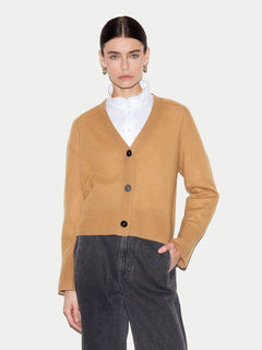 Merino Cashmere Boxy Cardigan | Camel
