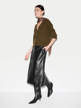 Merino Cashmere Boxy Cardigan | Khaki