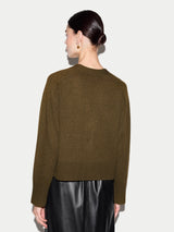 Merino Cashmere Boxy Cardigan | Khaki