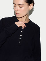 Wool Cashmere Blend Henley | Navy
