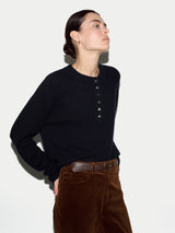Wool Cashmere Blend Henley | Navy