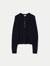 Wool Cashmere Blend Henley | Navy