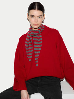 Halo Cashmere Stripe Cravat Scarf | Grey