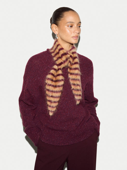 Halo Cashmere Stripe Cravat Scarf | Burgundy