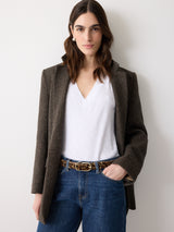 Calf Hair Leopard Print Belt | Brown