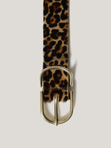 Calf Hair Leopard Print Belt | Brown