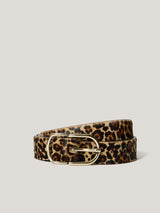 Calf Hair Leopard Print Belt | Brown