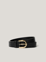 Croc Leather Belt | Black