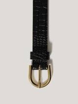 Croc Leather Belt | Black