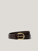 Croc Leather Belt | Brown