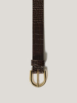 Croc Leather Belt | Brown
