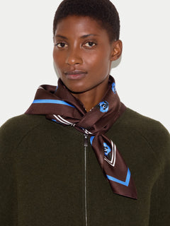 Mini Geo Rose Silk Twill Scarf | Burgundy