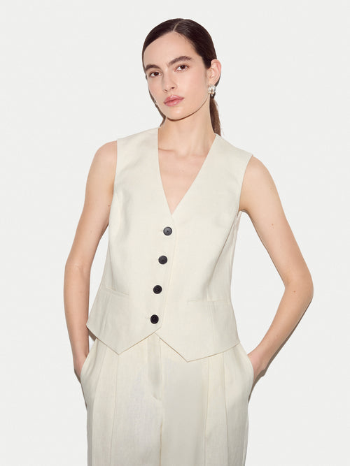 Linen Suit Waistcoat | Cream