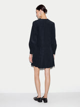 Baby Cord Pleated Mini Dress | Navy