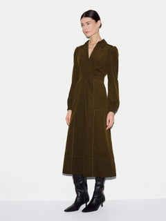 Baby Cord Midi Dress | Olive