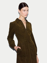 Baby Cord Midi Dress | Olive