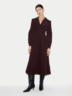 Baby Cord Midi Dress | Burgundy