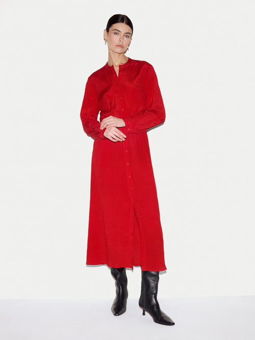 Textured Viscose Dress | Red