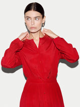 Textured Viscose Dress | Red
