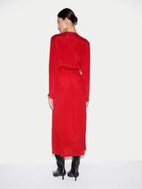 Textured Viscose Dress | Red