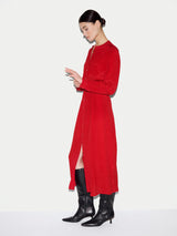 Textured Viscose Dress | Red