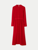 Textured Viscose Dress | Red