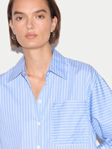 Oversized Cotton Stripe Shirt | Blue