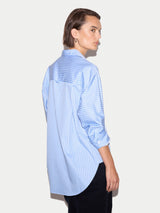 Oversized Cotton Stripe Shirt | Blue