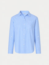 Oversized Cotton Stripe Shirt | Blue
