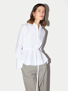 Peplum Cotton Shirt | White