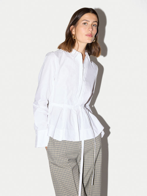 Peplum Cotton Shirt | White