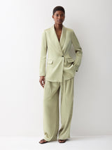Satin Tailored Trouser | Green