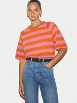 Cotton Slub Stripe Raglan T-shirt | Pink