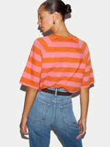 Cotton Slub Stripe Raglan T-shirt | Pink