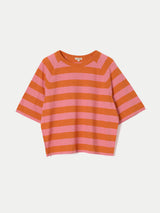 Cotton Slub Stripe Raglan T-shirt | Pink