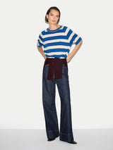 Striped Merino Raglan T-shirt | Blue