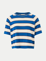 Striped Merino Raglan T-shirt | Blue