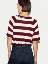 Striped Merino Raglan T-shirt | Burgundy