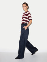 Striped Merino Raglan T-shirt | Burgundy