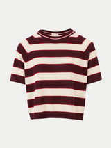 Striped Merino Raglan T-shirt | Burgundy