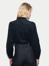 Baby Cord Frill Neck Shirt | Navy