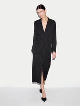 Tailored Collarless Blazer | Black