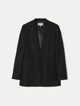 Tailored Collarless Blazer | Black