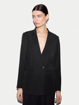 Tailored Collarless Blazer | Black