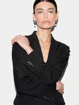 Tailored Collarless Blazer | Black