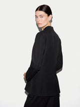 Tailored Collarless Blazer | Black