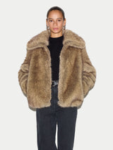 Faux Fur Short Coat | Brown