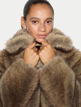 Faux Fur Short Coat | Brown